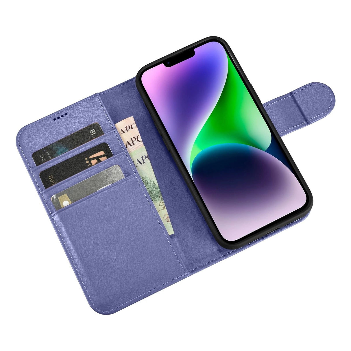 iCarer Wallet Case 2in1 Cover iPhone 14 Plus Anti-RFID Læder Flip Case Lys lilla (WMI14220727-LP)