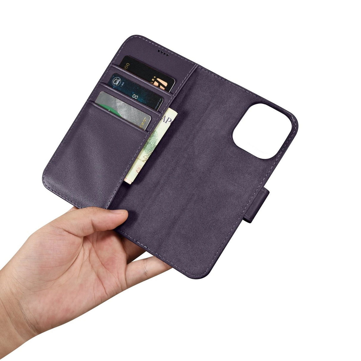 iCarer Wallet Case 2in1 Cover iPhone 14 Pro Max Anti-RFID Læder Flip Case mørk lilla (WMI14220728-DP)