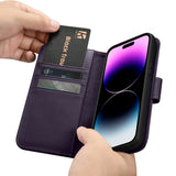 iCarer Wallet Case 2in1 Cover iPhone 14 Pro Max Anti-RFID Læder Flip Case mørk lilla (WMI14220728-DP)
