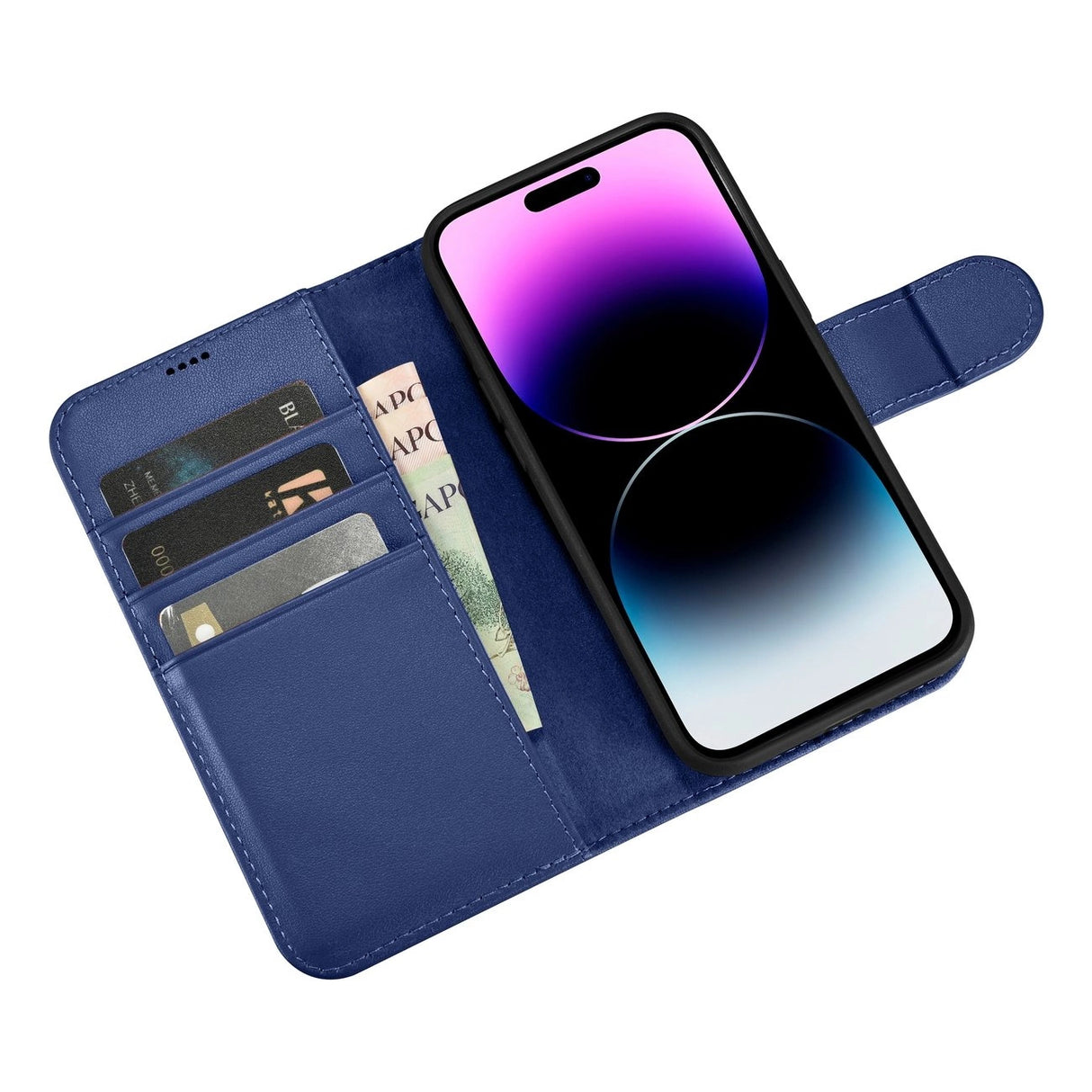 iCarer Wallet Case 2in1 Cover iPhone 14 Pro Max Læder Flip Case Anti-RFID Blå (WMI14220728-BU)