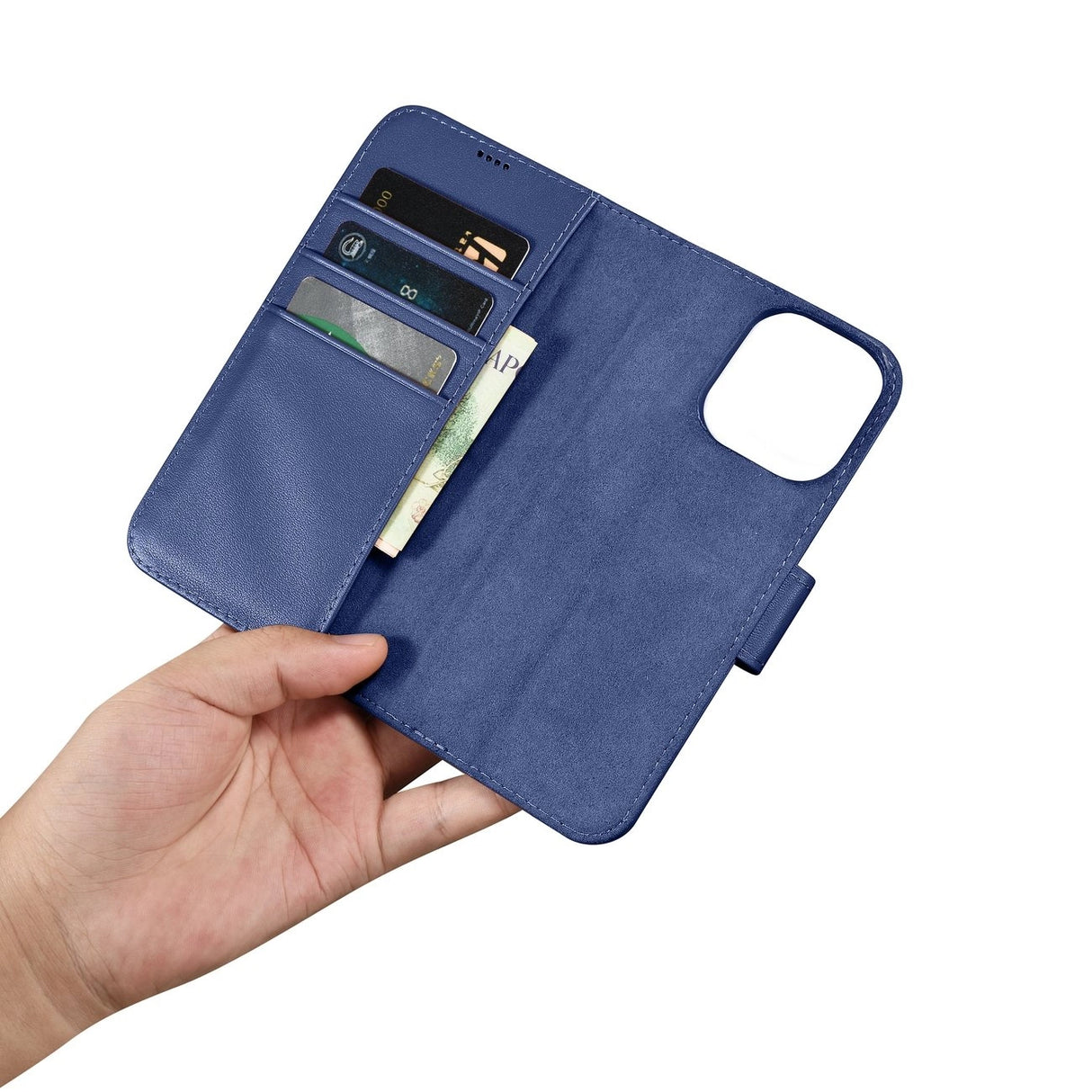 iCarer Wallet Case 2in1 Cover iPhone 14 Pro Max Læder Flip Case Anti-RFID Blå (WMI14220728-BU)
