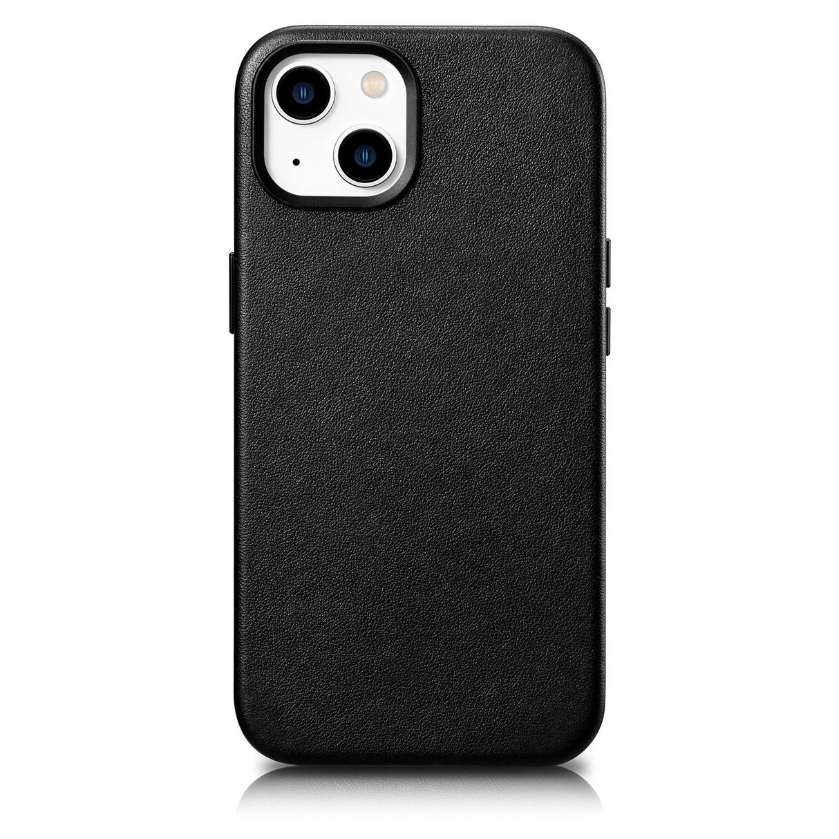 iCarer Case Læderomslag til iPhone 14 Plus ægte læderhylster sort (kompatibel med MagSafe)