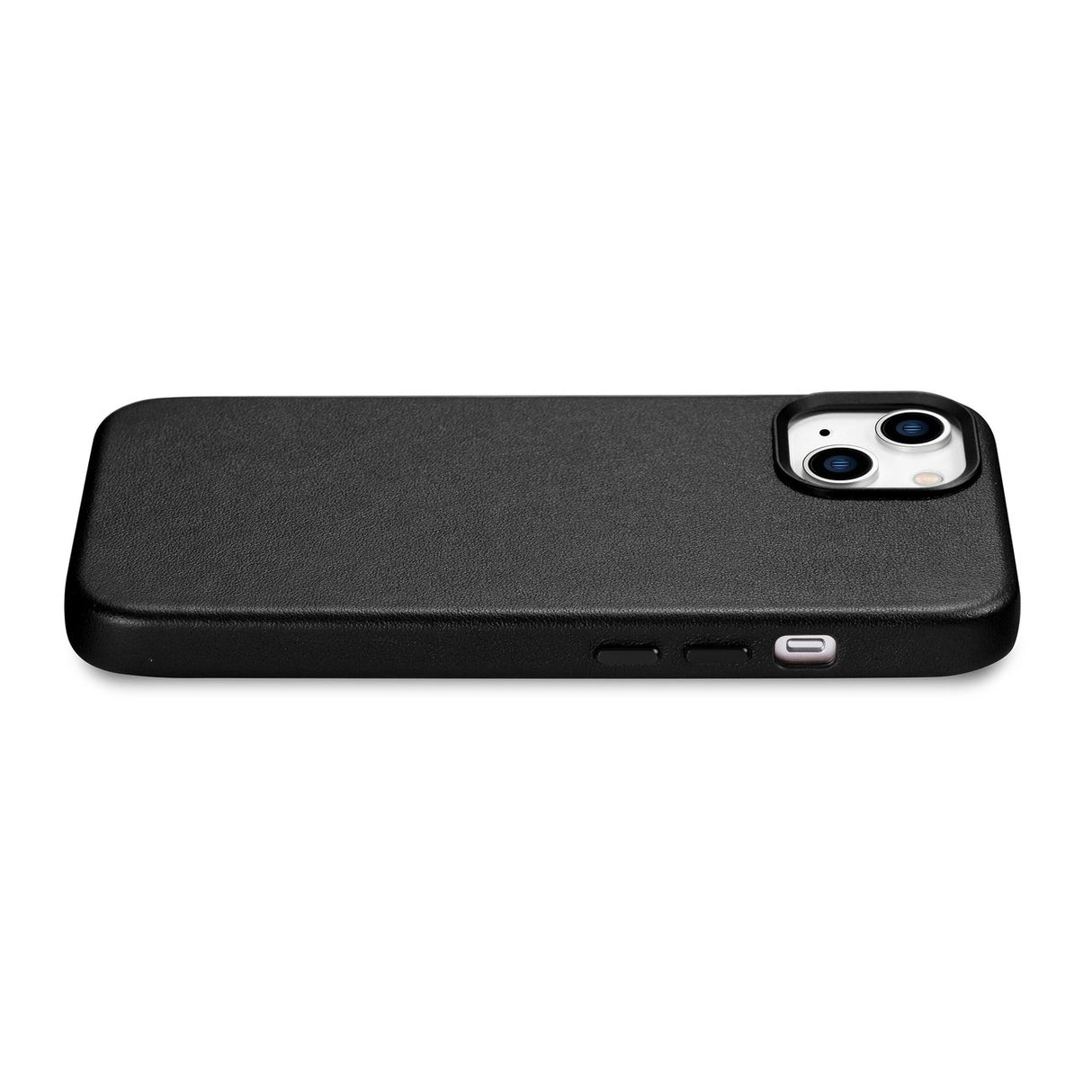 iCarer Case Læderomslag til iPhone 14 Plus ægte læderhylster sort (kompatibel med MagSafe)