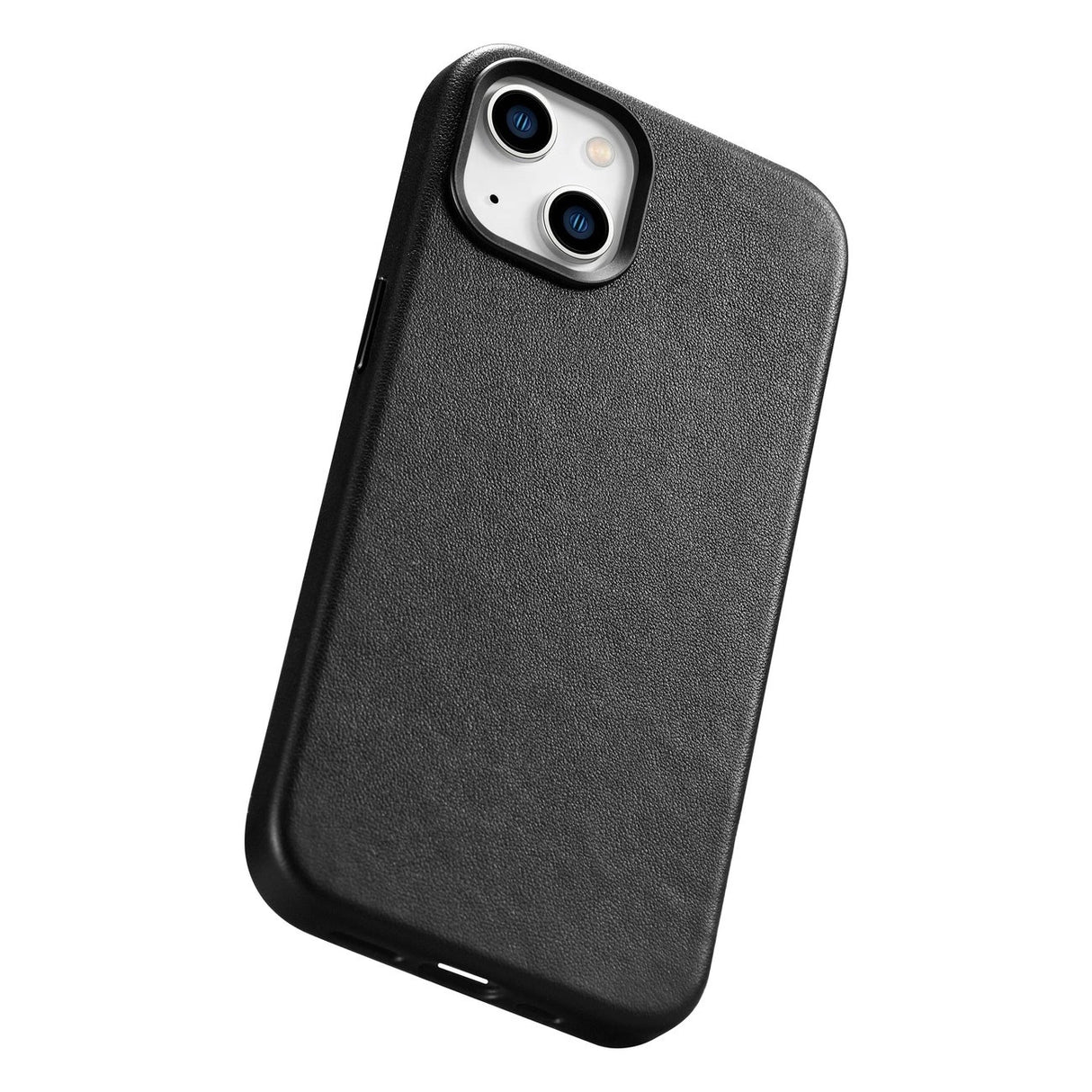 iCarer Case Læderomslag til iPhone 14 Plus ægte læderhylster sort (kompatibel med MagSafe)