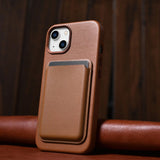 iCarer Case Ledder Case Cover til iPhone 14 Plus Brunt (MagSafe Kompatibel)