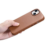 iCarer Case Ledder Case Cover til iPhone 14 Plus Brunt (MagSafe Kompatibel)