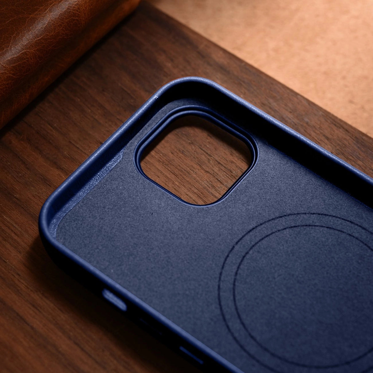 iCarer Case Læderæske til iPhone 14 Plus ægte læderæske blå (kompatibel med MagSafe)