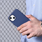 iCarer Case Læderæske til iPhone 14 Plus ægte læderæske blå (kompatibel med MagSafe)
