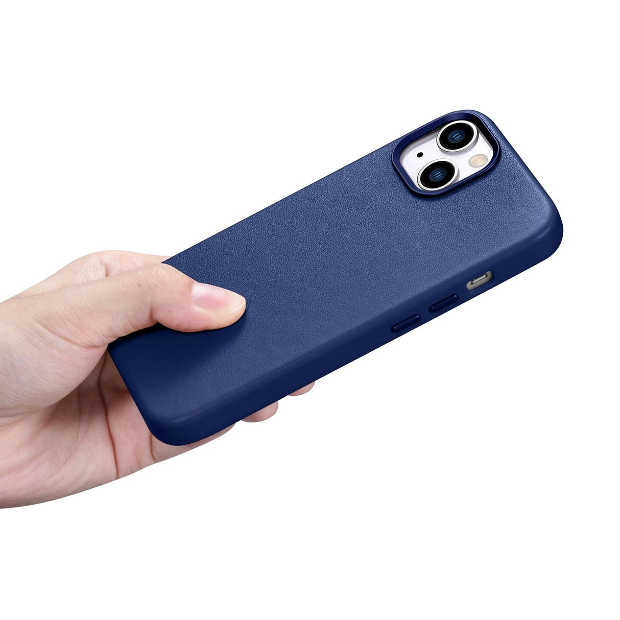 iCarer Case Læderæske til iPhone 14 Plus ægte læderæske blå (kompatibel med MagSafe)