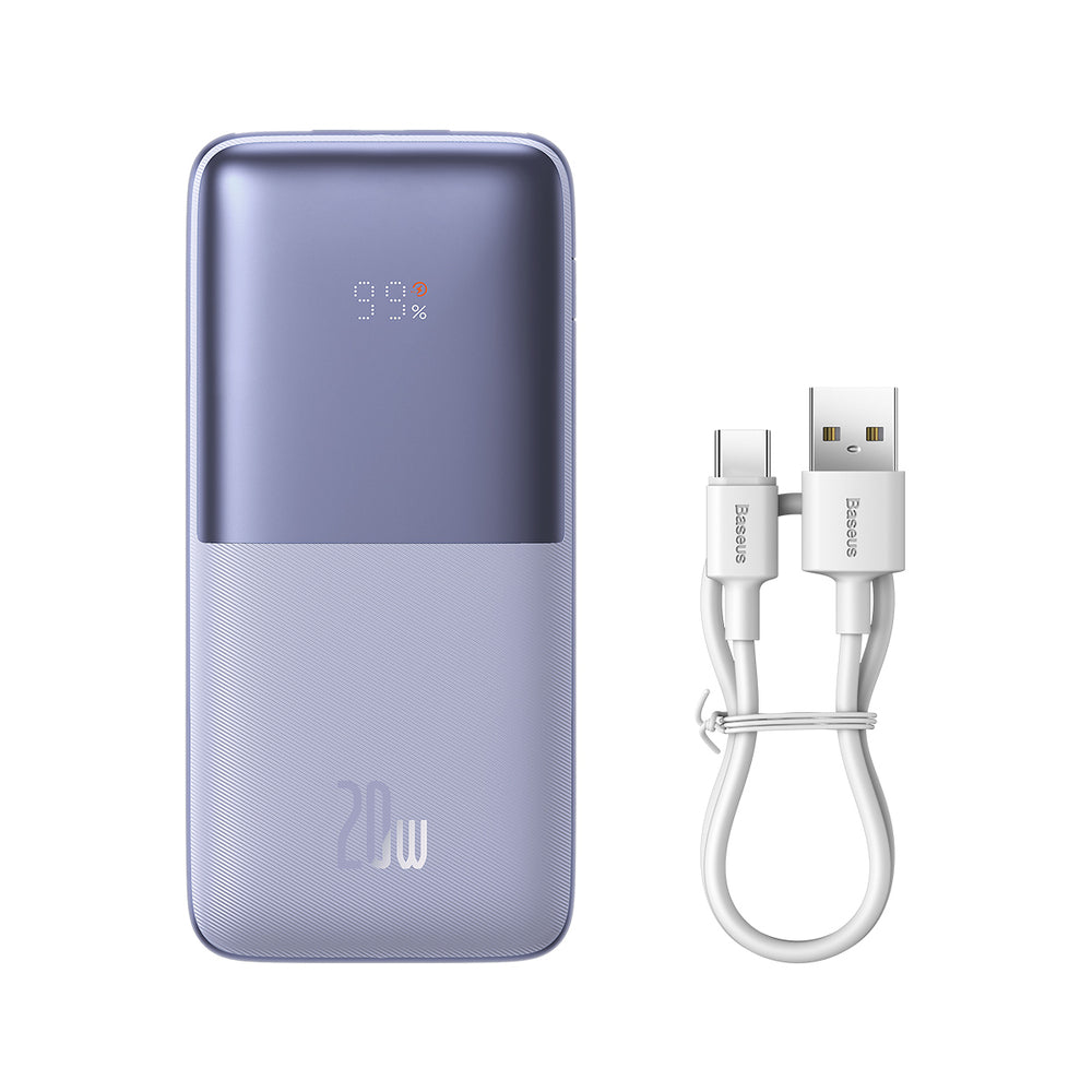 Baseus Bipow Pro Power Bank 10000mAh 20W Purple med USB Type A - USB Type C 3A 0.3m Kabel (PPBD040205)