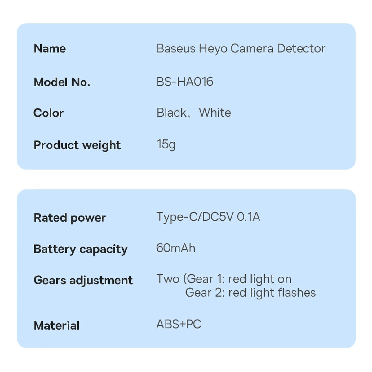 Baseus Heyo skjult kamera detektor hvid (FMHY000002)
