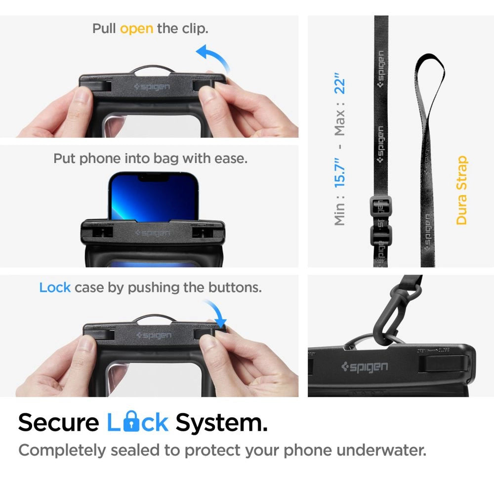 Spigen Aqua Shield A621 Vandtæt hoftepose + flydende beholder - sort