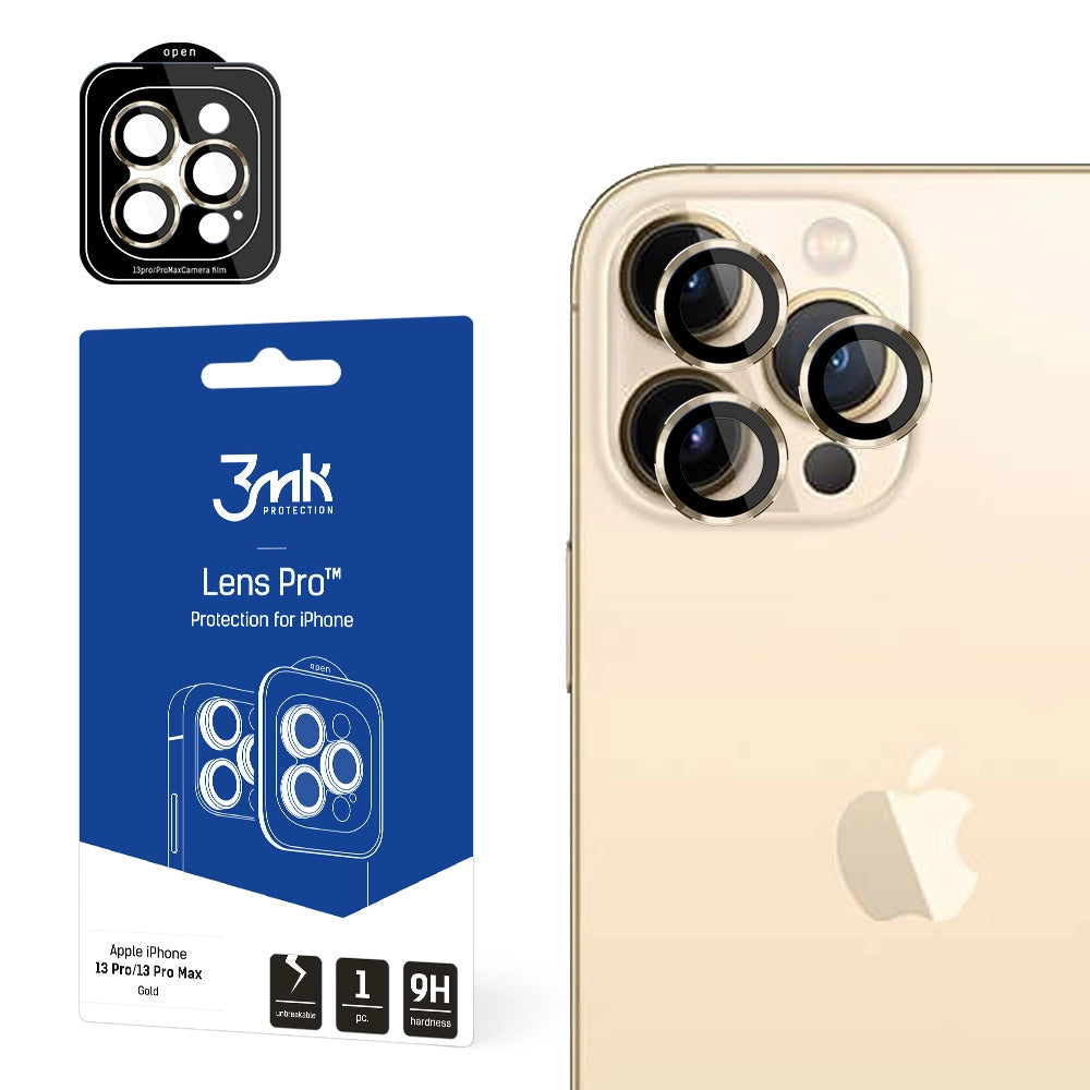 iPhone 13 Pro Max / 13 Pro 9H Kamera Glas til 3mk Lens Beskyttelse Pro Series Lens - Guld