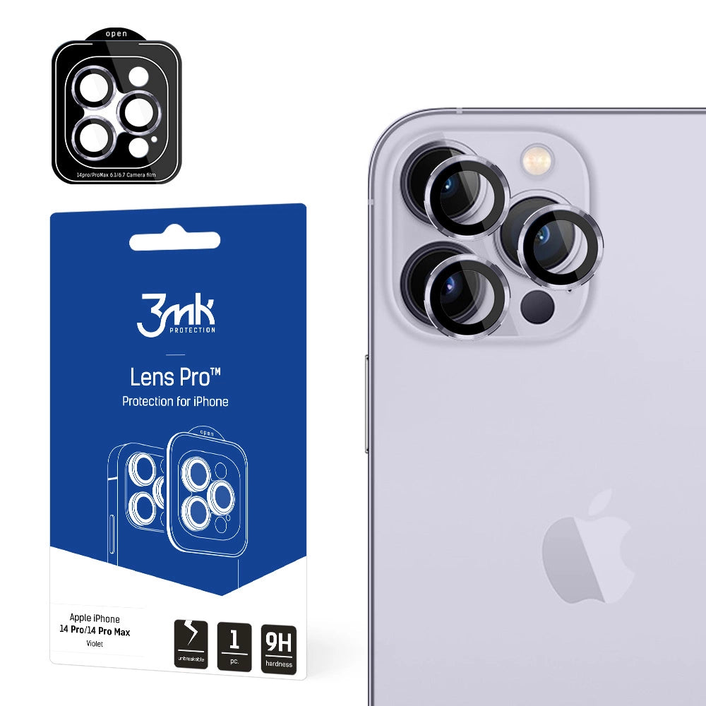 Kameraglas til iPhone 14 Pro Max / 14 Pro 9H til 3mk Lensbeskyttelse Pro-serien Lens - Purpur