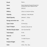 Baseus Magnetic Bracket powerbank med trådløs opladning MagSafe 10000mAh 20W Overseas Edition hvid (PPCX000202) + USB Type C kabel Baseus Xiaobai Series 60W 0,5m