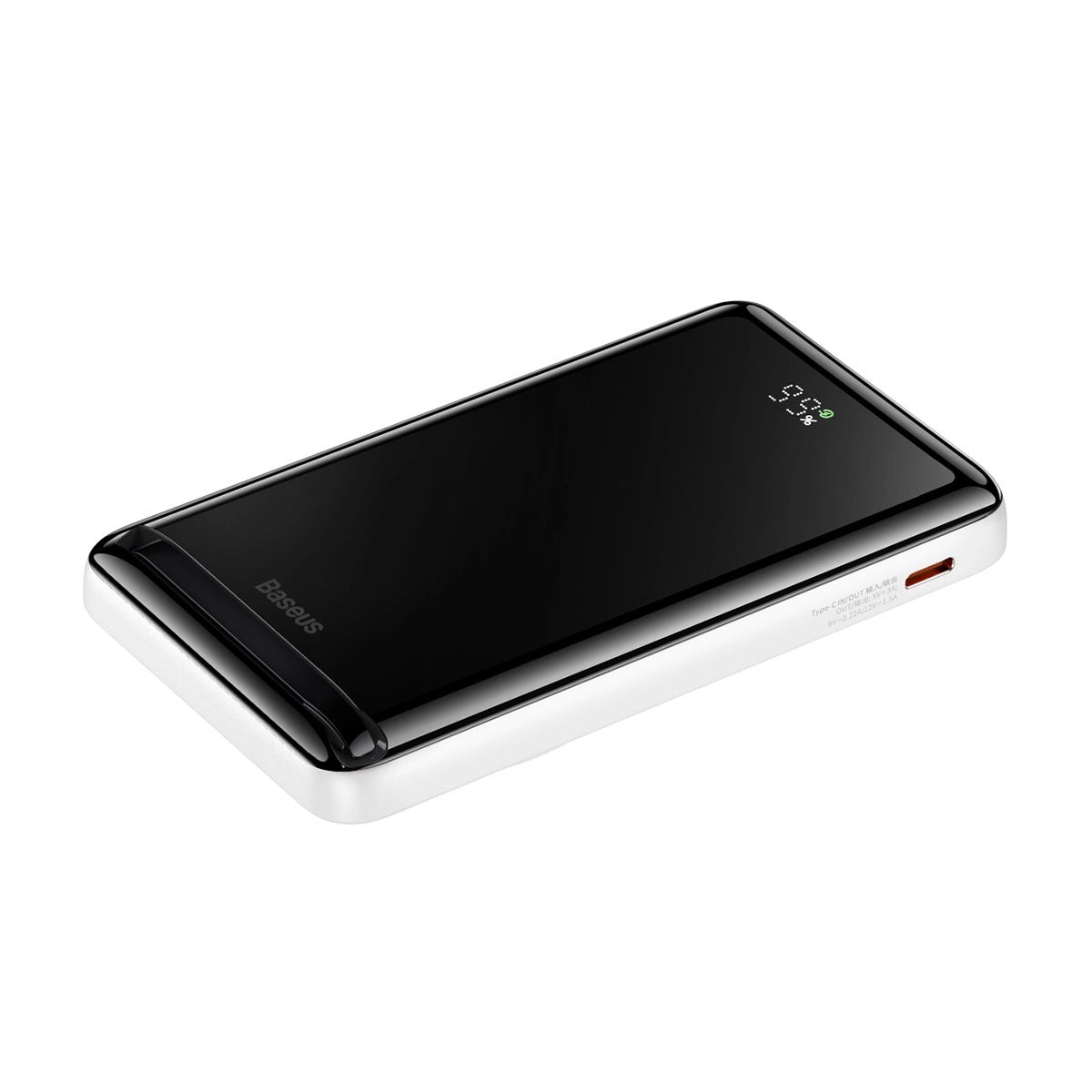Baseus Magnetic Bracket powerbank med trådløs opladning MagSafe 10000mAh 20W Overseas Edition hvid (PPCX000202) + USB Type C kabel Baseus Xiaobai Series 60W 0,5m