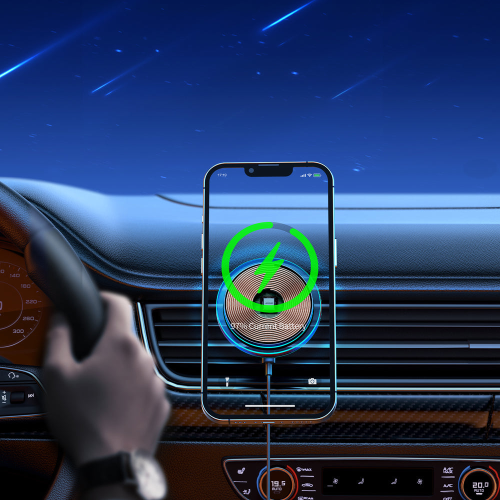 Joyroom biltelefonholder med 15W Qi-induktiv oplader (MagSafe-kompatibel) til luftventil, sølv (JR-ZS291)