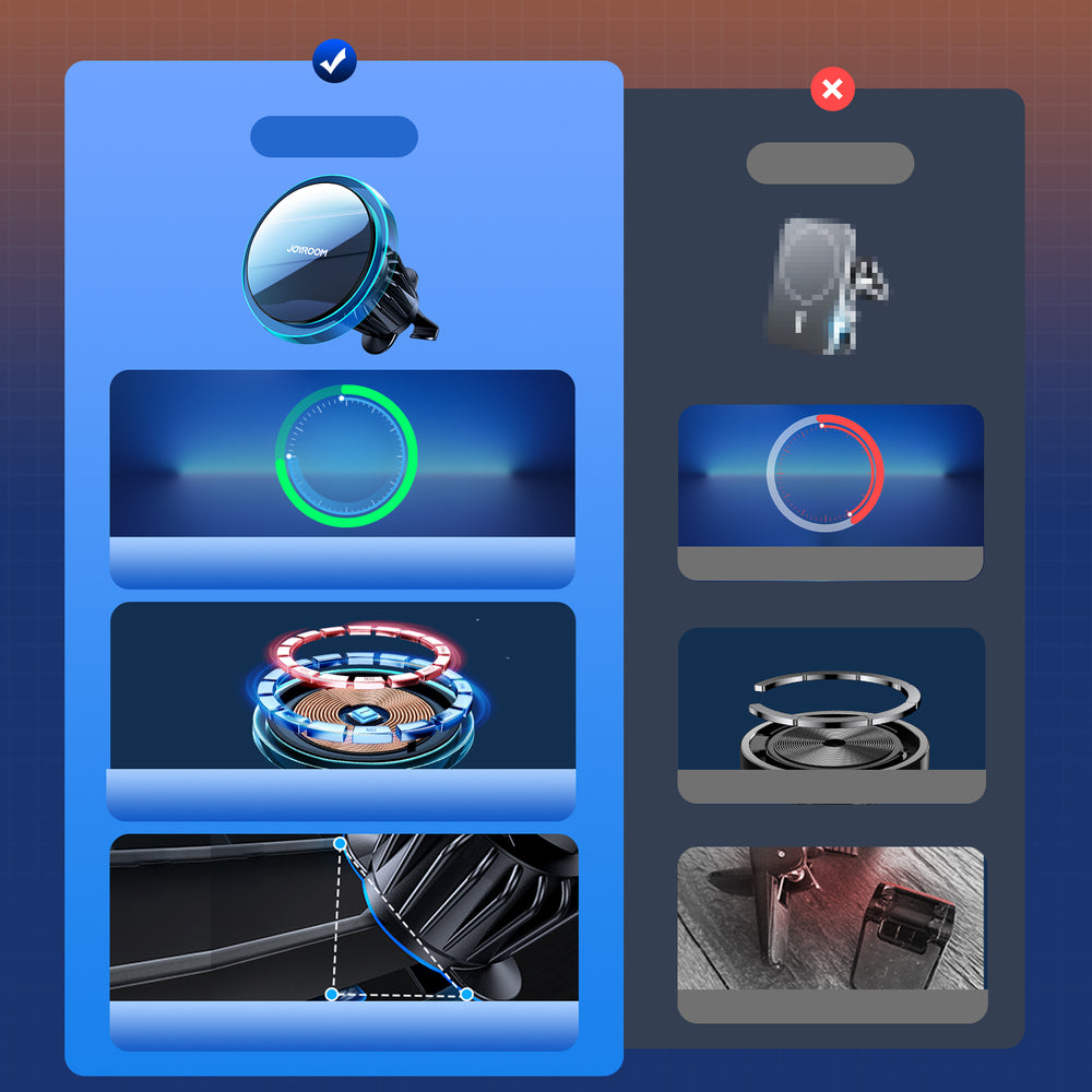 Joyroom biltelefonholder med 15W Qi-induktiv oplader (MagSafe-kompatibel) til luftventil, sølv (JR-ZS291)