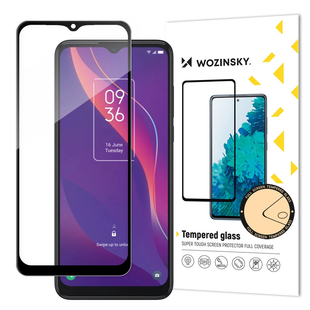 Wozinsky super robust Full Glue hærdet glas fuld skærm med ramme Case Friendly TCL 306 sort