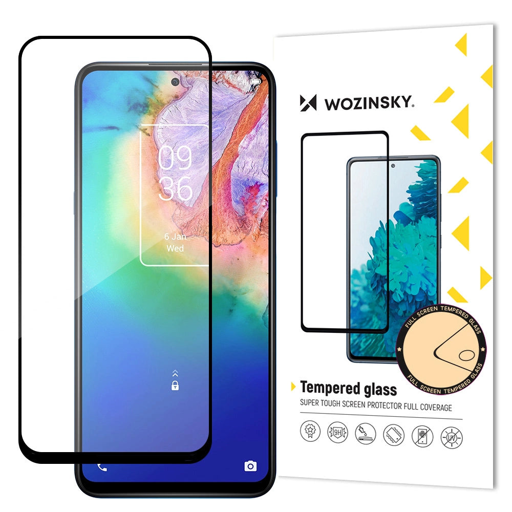 Wozinsky Super Tough Full Glue Tempered Glass Full Screen med Frame Case Friendly TCL 20 5G sort