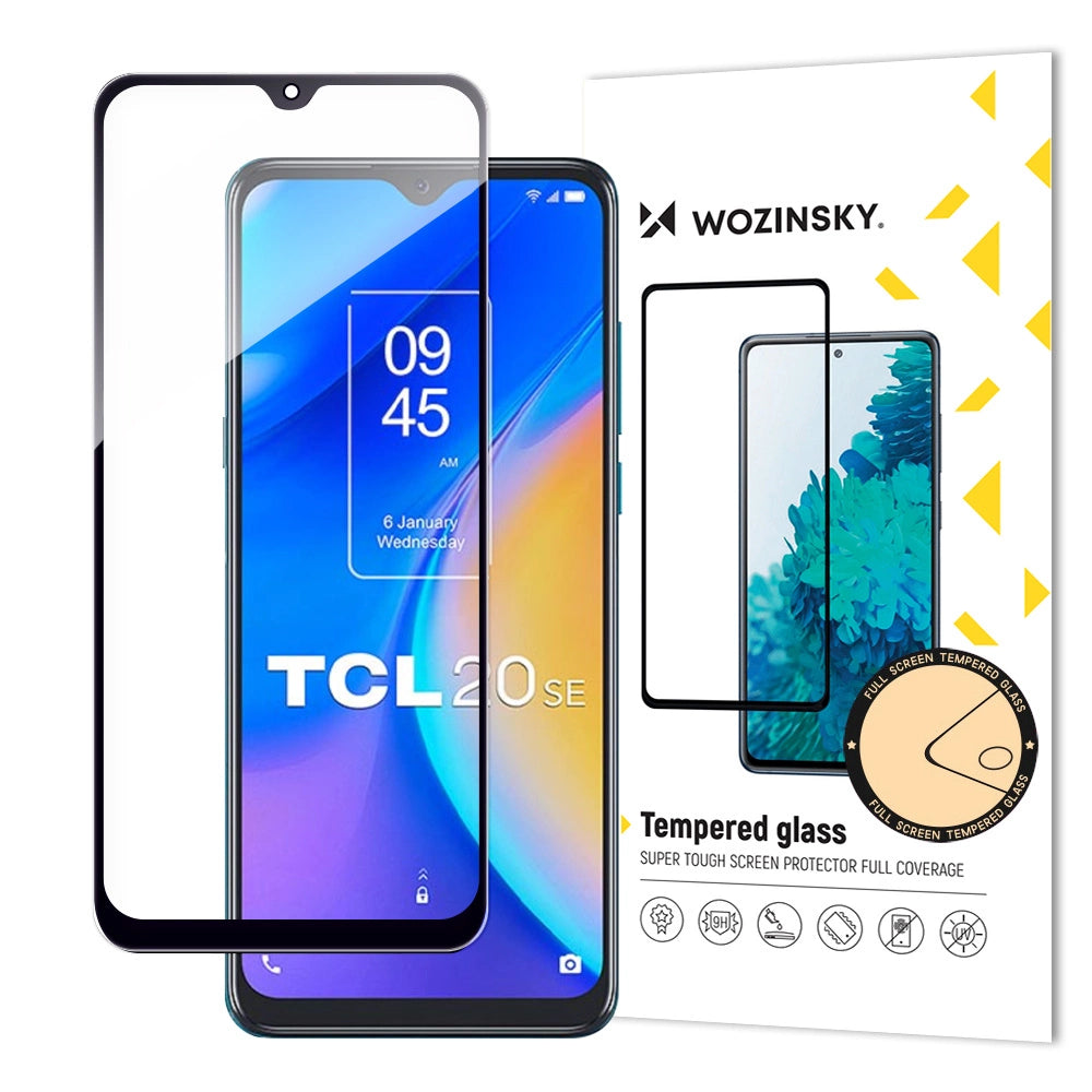 Wozinsky Full Glue Temperet Glas Temperet Glas til TCL 20 SE 9H Full Screen med sort ramme