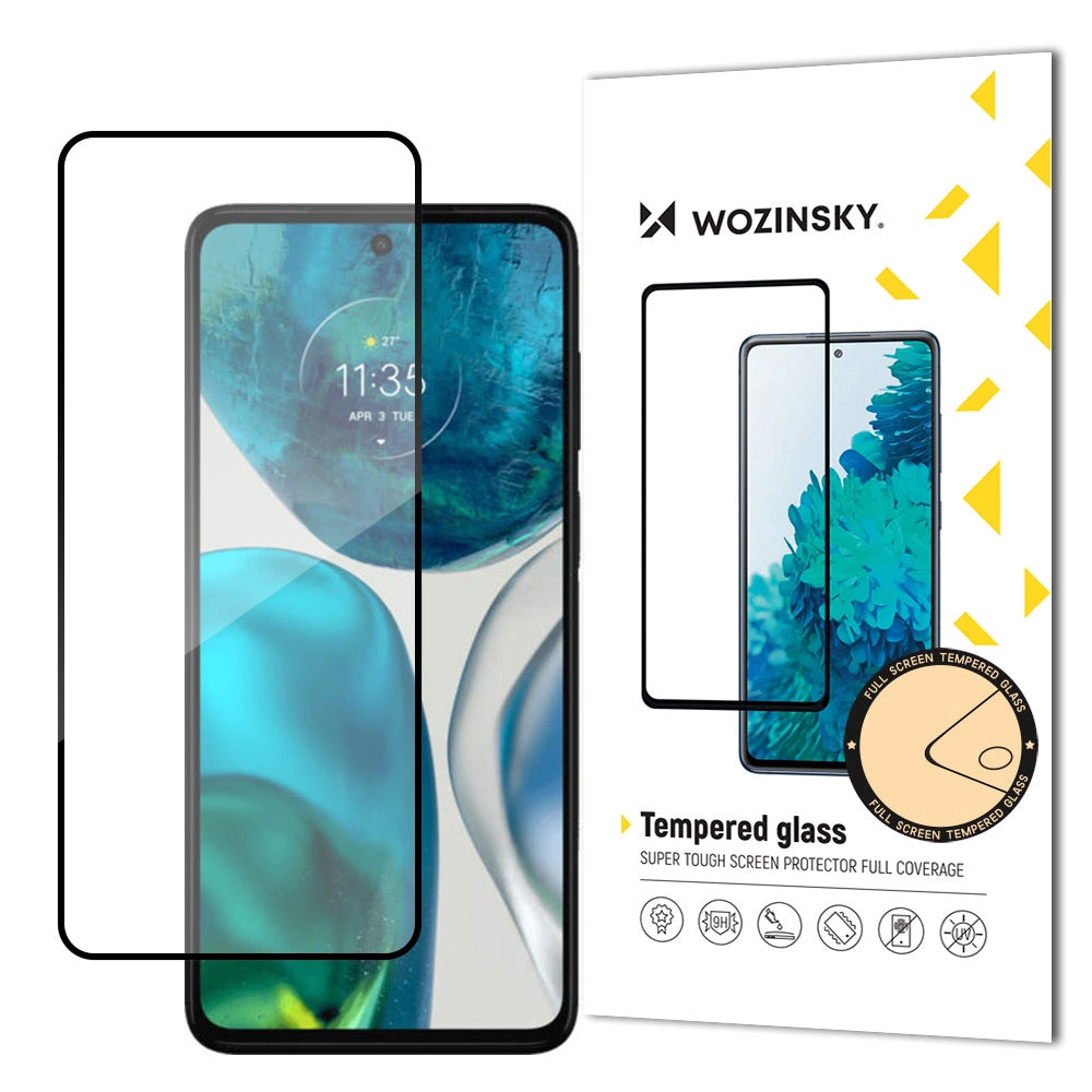 Wozinsky Super Durable Full Glue Full Screen Temperet Glas med Frame Case Venlig Motorola Moto G52 Black