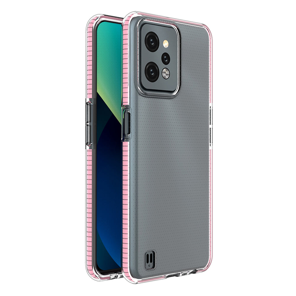 Spring Case til Realme C31 silikonhylster med lyserød ramme