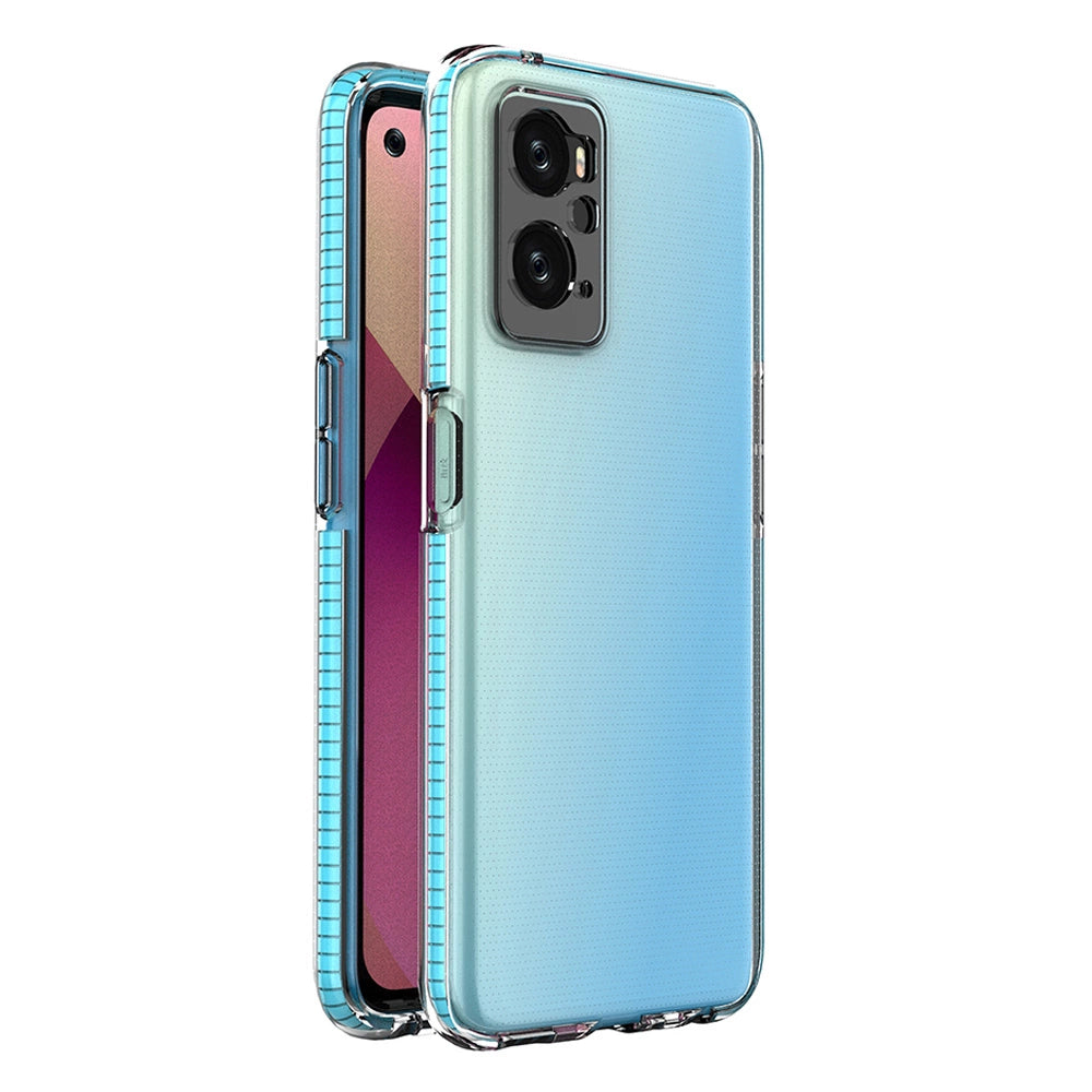 Spring Case Cover til Realme 9i, Oppo A36 / A76 / A96 Silicone Cover med Frame lysblå