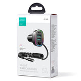 Joyroom hurtigbiloplader 4 i 1 PD, QC3.0, AFC, FCP med Lightning kabel 1,6m 57W sort (JR-CL20)