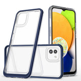 Gennemsigtige 3in1 case til Samsung Galaxy A03 silikone cover med blå ramme