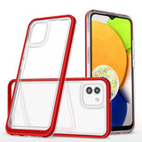 Gennemsigtig 3in1 kuffert til Samsung Galaxy A03 silikone cover med rød ramme