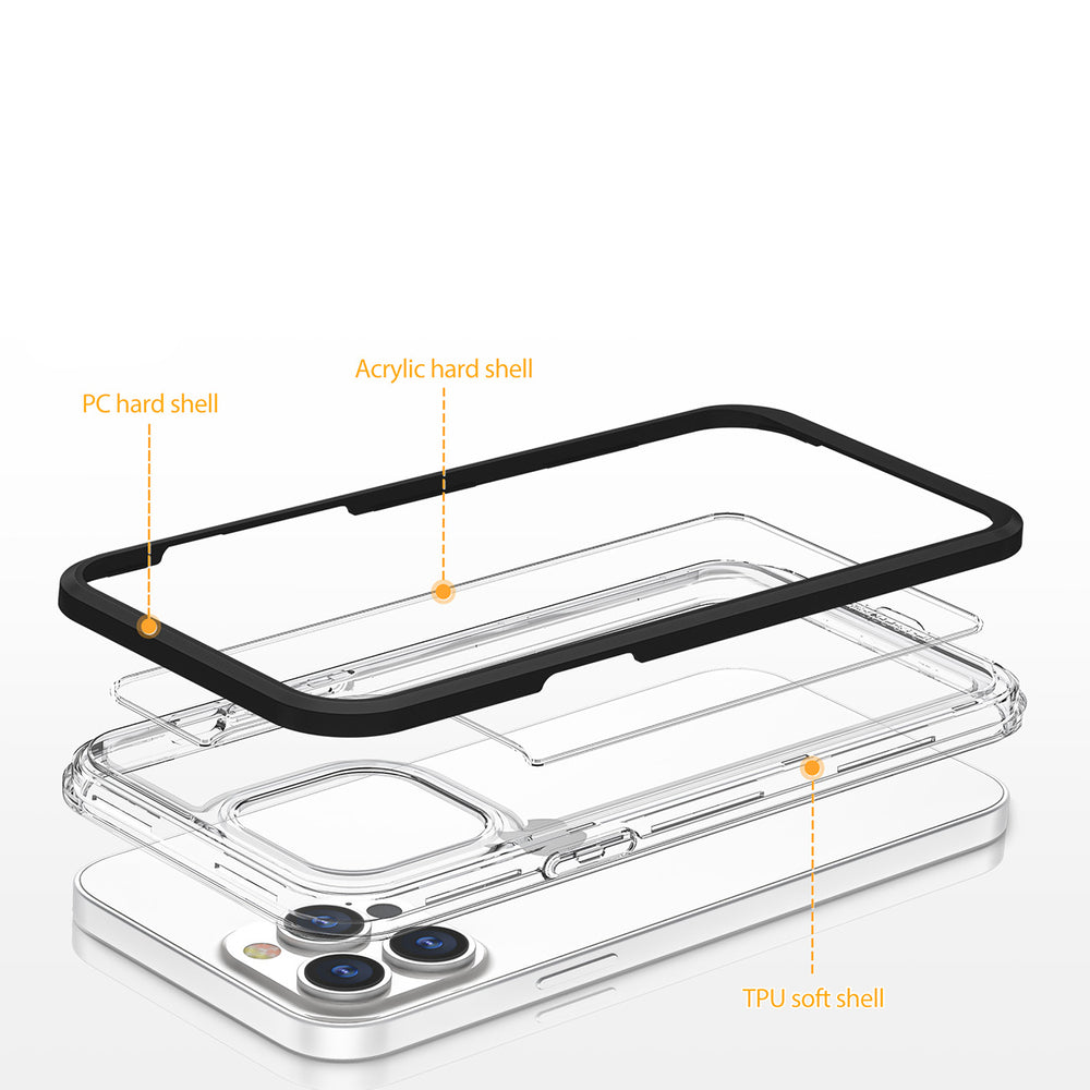 Gennemsigtig 3in1 kuffert til Samsung Galaxy A03 silikone cover med rød ramme