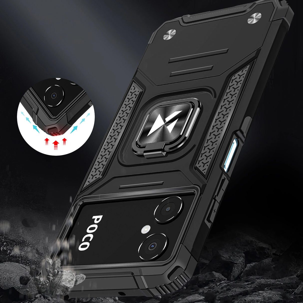 Wozinsky Ring Armor case til Samsung Galaxy A03 pansret cover magnetisk holder ring sort
