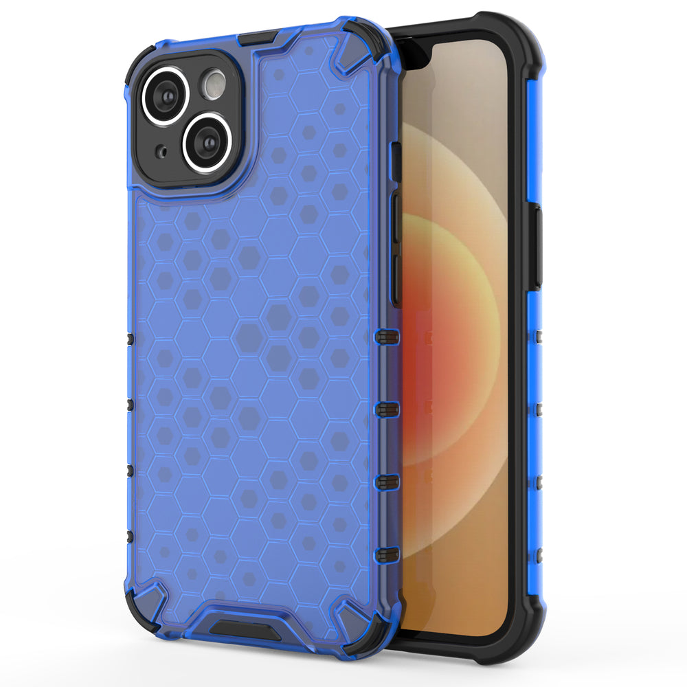 Honeycomb case til iPhone 14 pansret hybrid cover blå