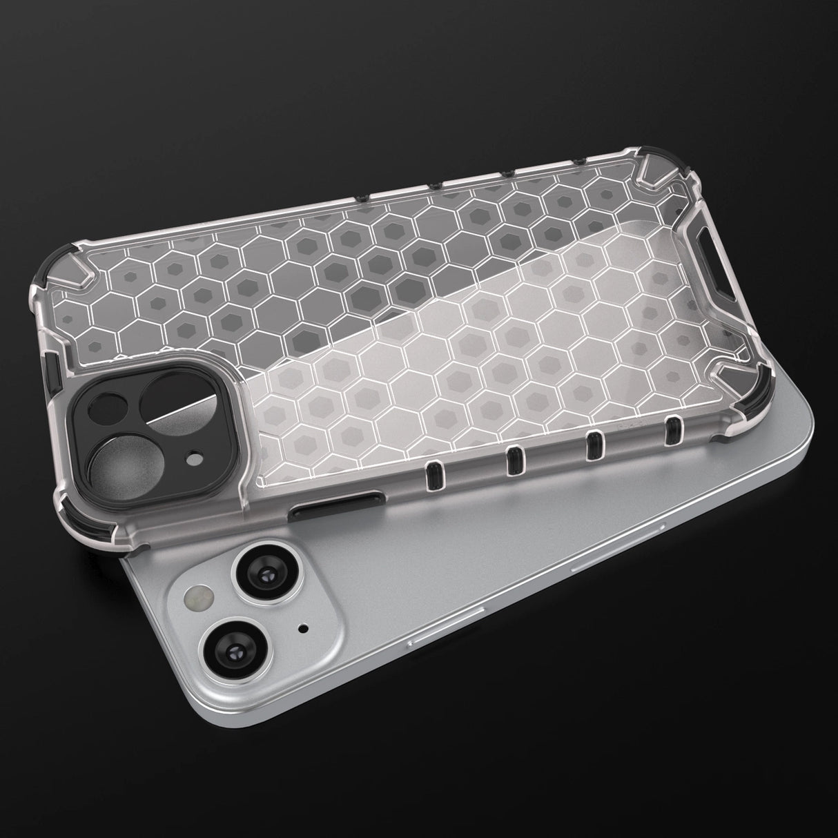 Honeycomb case til iPhone 14 pansret hybrid cover gennemsigtigt