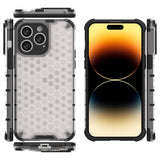 Honeycomb case til iPhone 14 Pro pansret hybrid cover sort