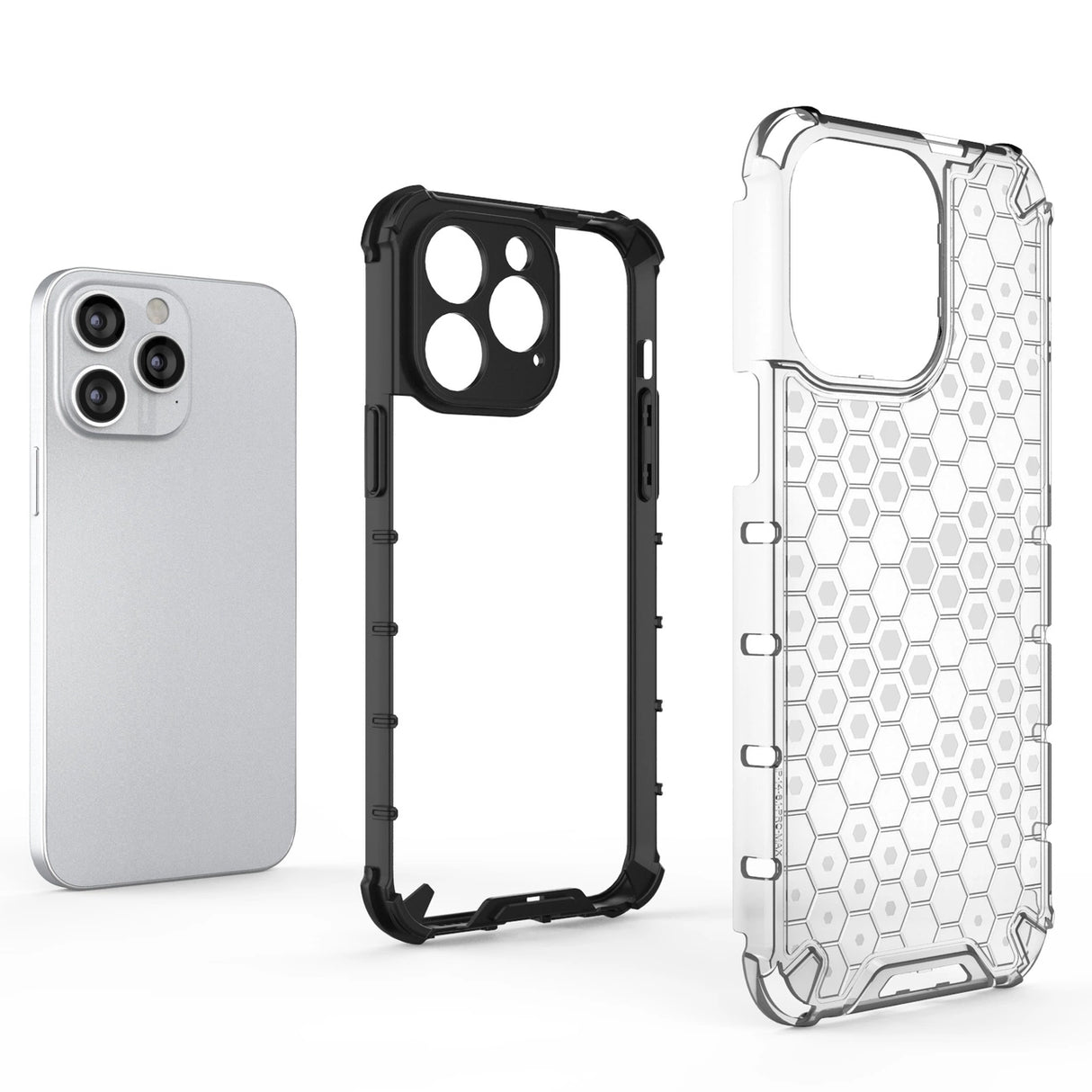 Honeycomb case til iPhone 14 Pro pansret hybrid cover sort