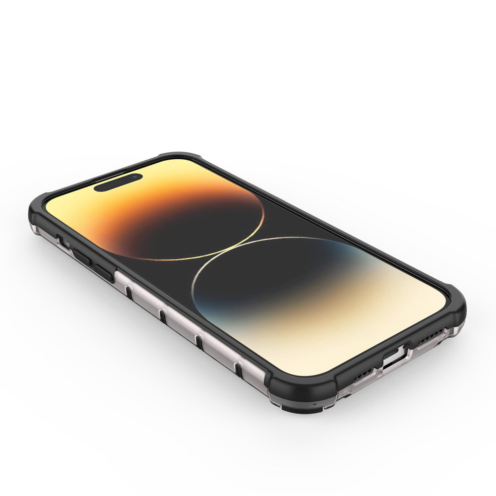 Honeycomb case til iPhone 14 Pro pansret hybrid cover sort