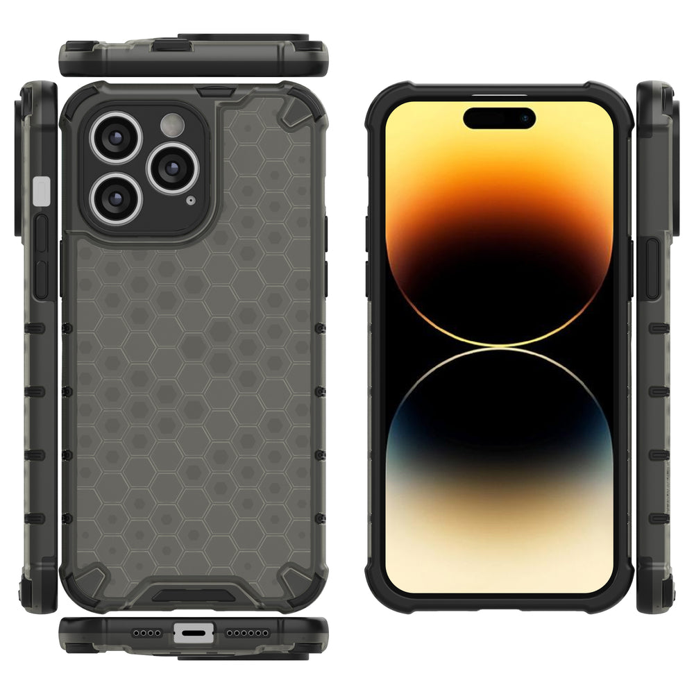 Honeycomb case til iPhone 14 Pro Max pansret hybrid cover sort