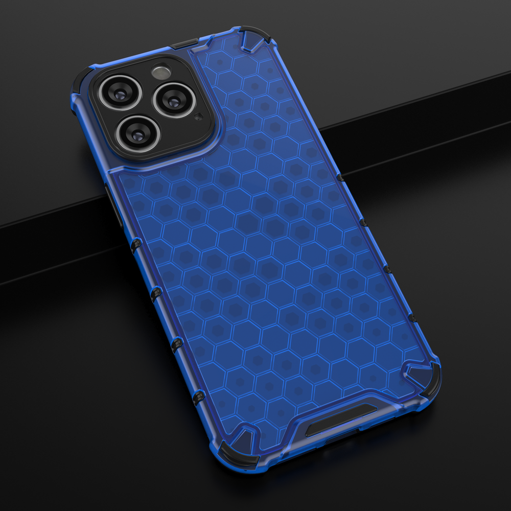Honeycomb case til iPhone 14 Pro Max pansret hybrid cover blå