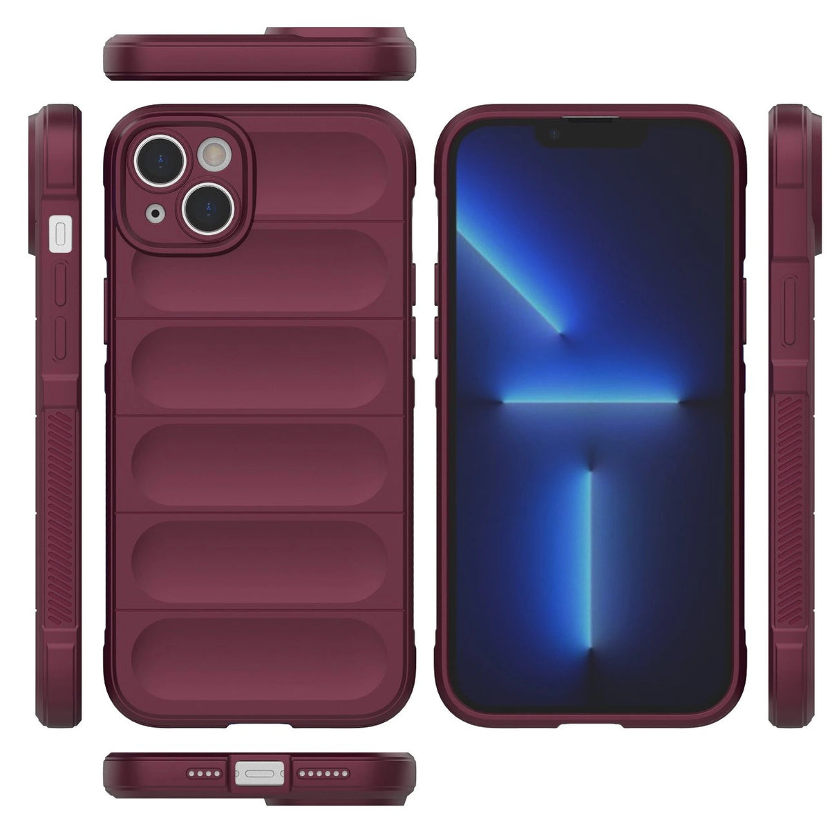 Magic Shield Case til iPhone 14 Plus elastisk pansret sag i burgundfarve