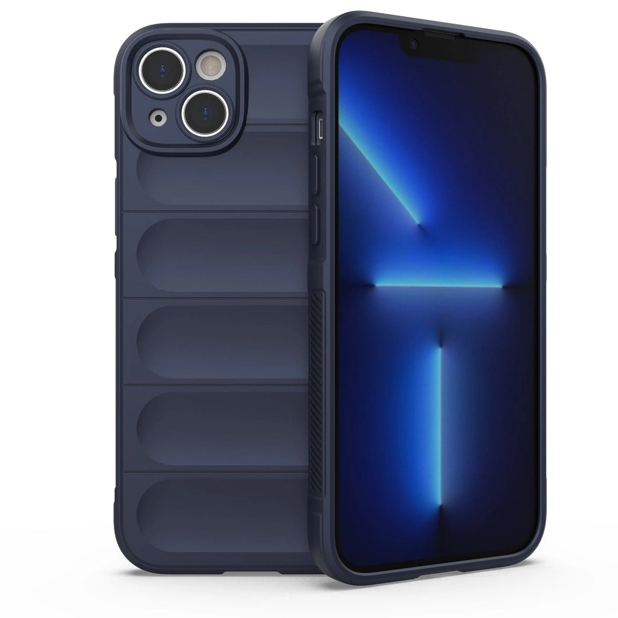 Magic Shield Case til iPhone 14 Plus fleksibelt pansret mørkblå omslag