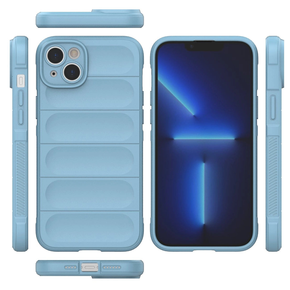 Magic Shield Case for iPhone 14 Plus fleksibelt pansret sag lysblå