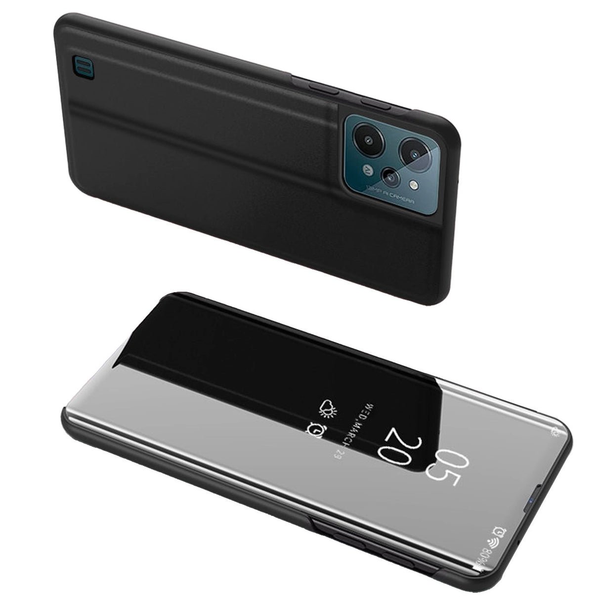 Clear View Case cover til Realme C31 flip cover sort