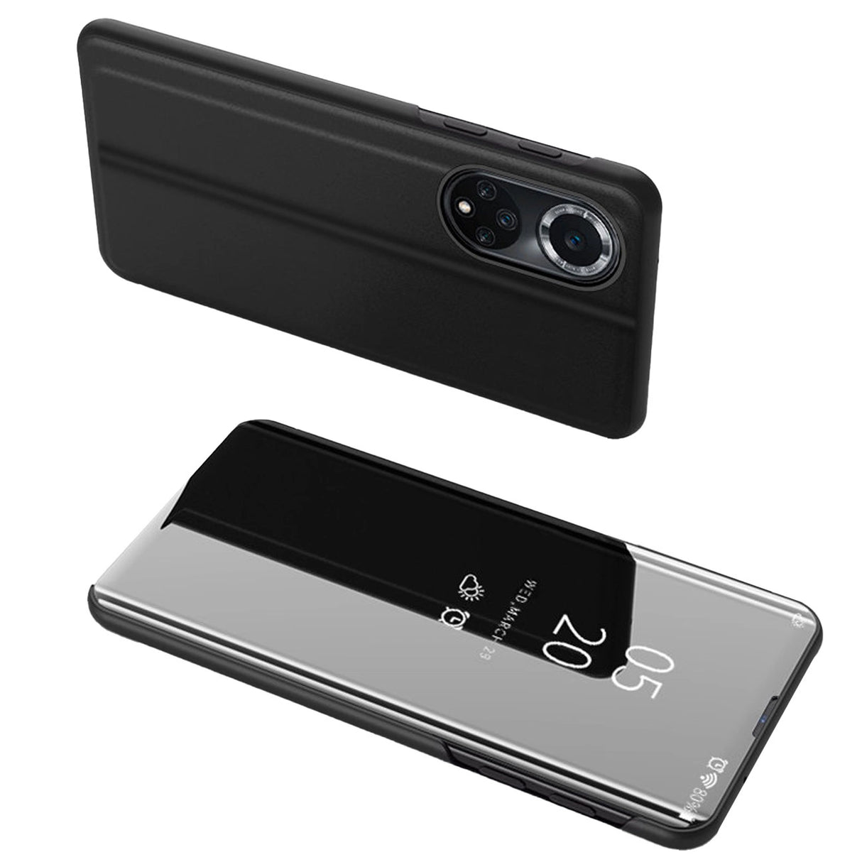 Clear View Case Case til Huawei nova 9 flip cover sort