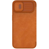 Nillkin Qin Leather Pro Case iPhone 14 Plus Camera Cover Holster Cover Flip Case Brown