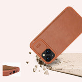 Nillkin Qin Leather Pro Case iPhone 14 Plus Camera Cover Holster Cover Flip Case Blue