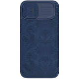 Nillkin Qin Leather Pro Case iPhone 14 Plus Camera Cover Holster Cover Flip Case Blue