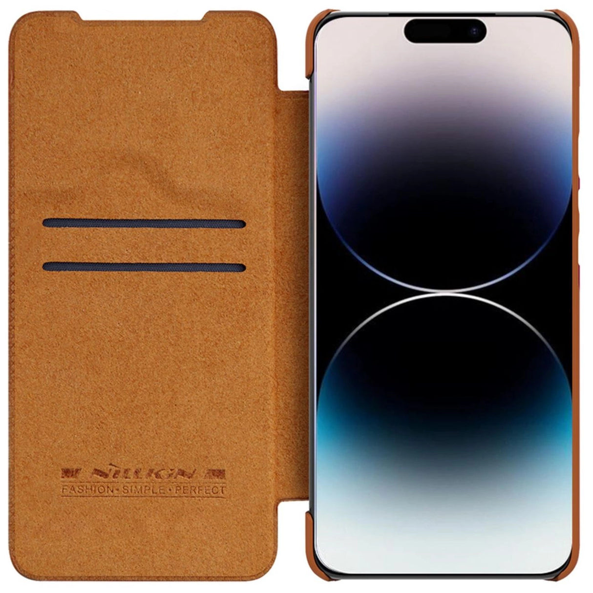 Nillkin Qin Leather Pro Case iPhone 14 Pro Max Camera Cover Holster Cover Flip Case Brown