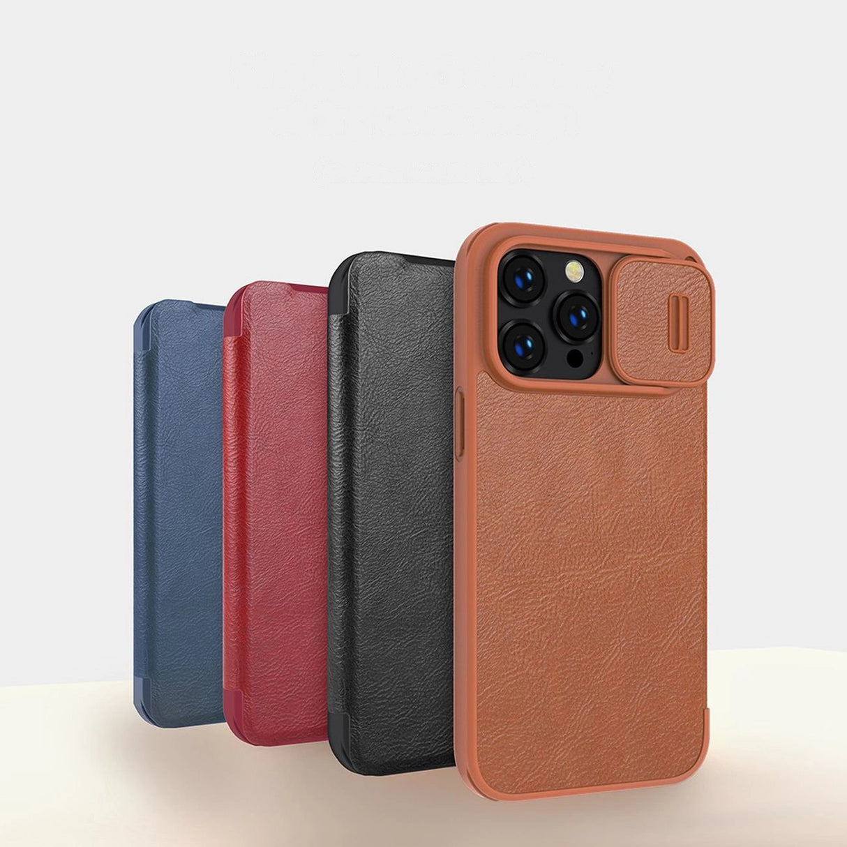Nillkin Qin Leather Pro Case iPhone 14 Pro Max Camera Cover Holster Cover Flip Case Brown